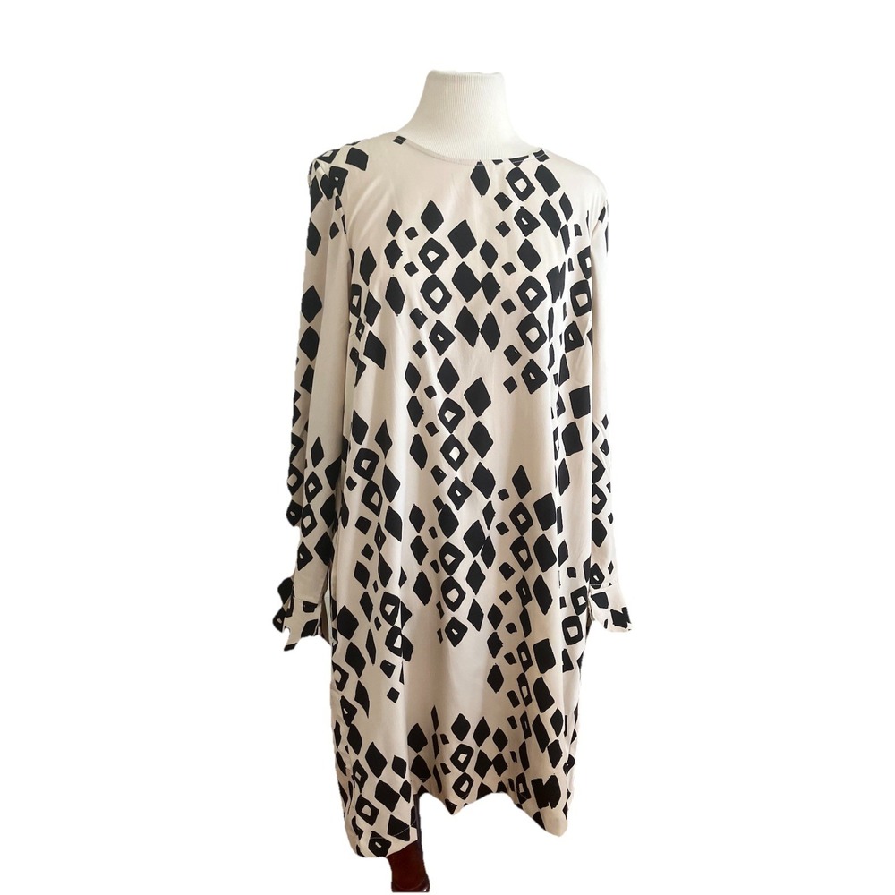 NEW Buckhead‎ Betties Dress Sz XL Black Tan LONG SLEEVE LIGHT WEIGHT
